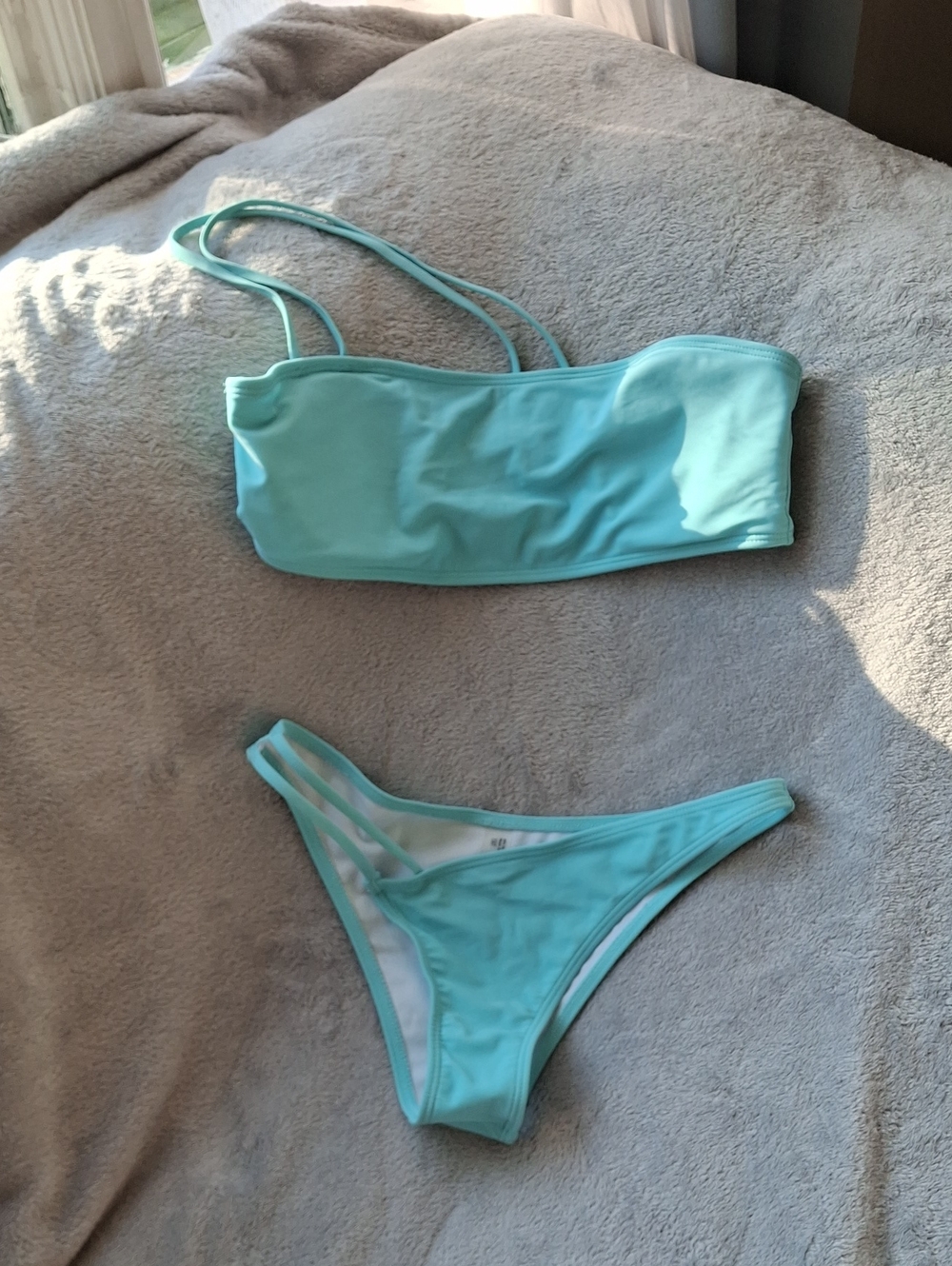 Women's Aqua Bandeau Bikini Set - Brand: